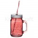 Coloured glass drinks jar with straw