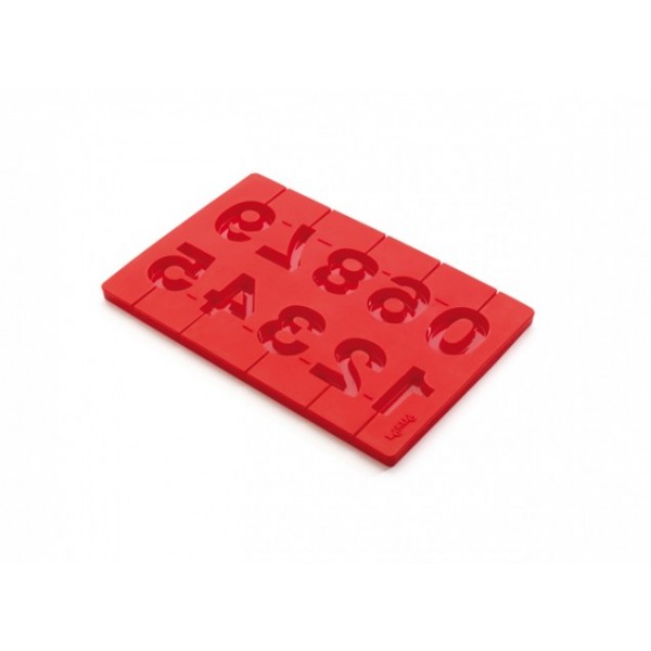 Molde piruletas números 3D rojo Lékué