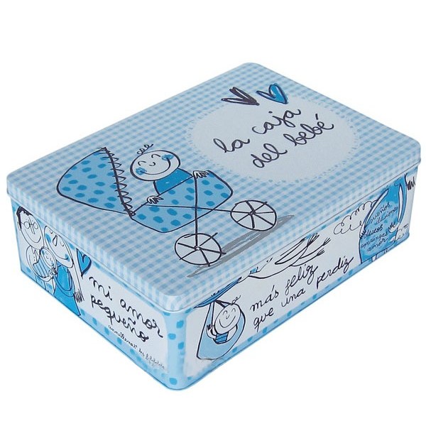Caja metálica azul "La caja del bebé"