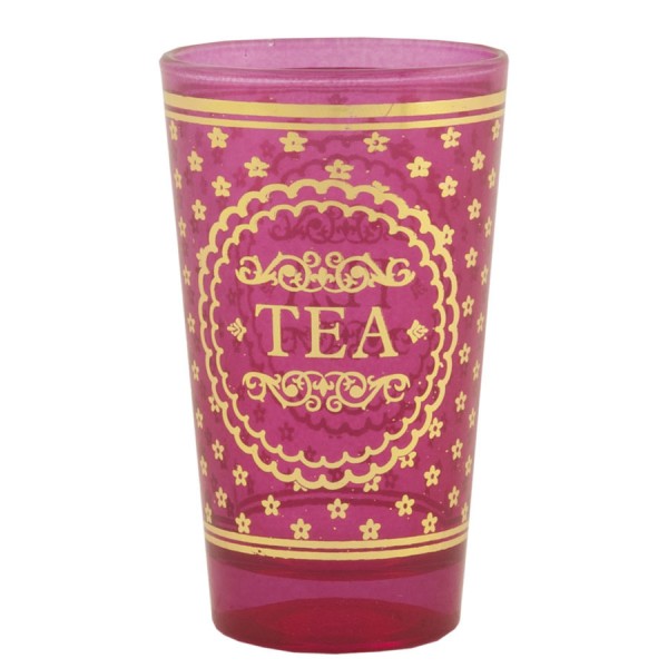 Vaso cristal rosa arabesco y lunares plateado "Tea"