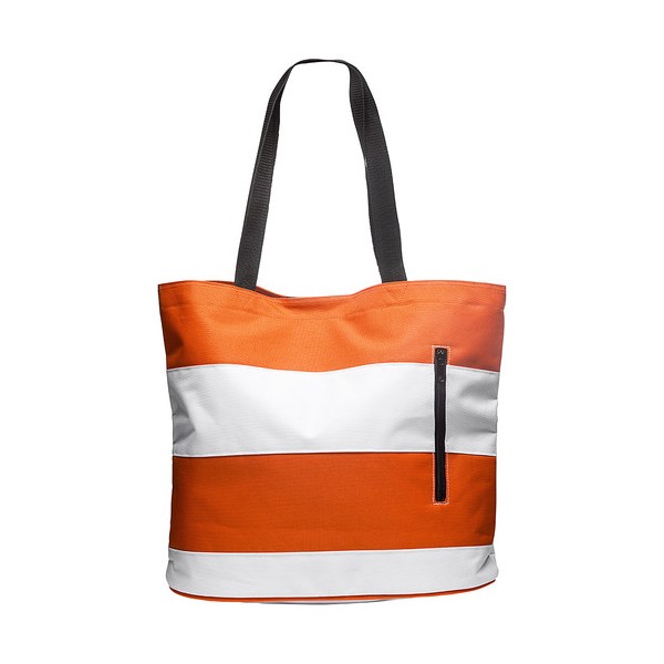 Beach bag orange and white stripes