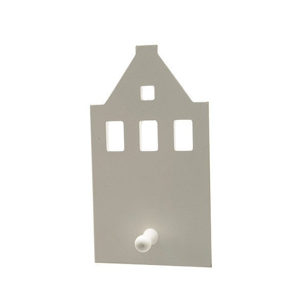 Perchero individual en madera silueta casa blanca 11x20 cm