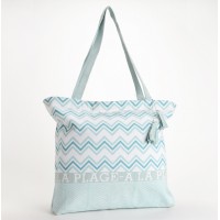 Bolso textil verano estampado geométrico azules 45x50cm