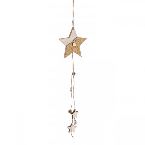 Adorno colgante Navidad en madera Estrella 11x53cm