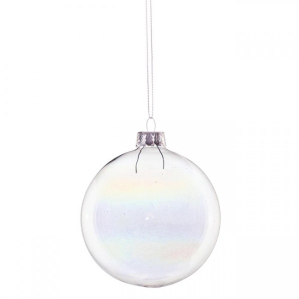 Bola árbol de Navidad cristal transparente 8 cm