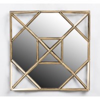 Espejo cuadrado marco metálico dorado envejecido 50x8x56cm