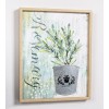 Lienzo cuadro con relieve en metálico maceta planta Rosemary 40x50cm