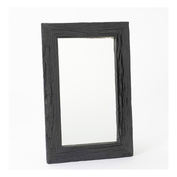 Espejo rectangular marco madera natural reciclada negra 60x90cm 