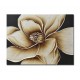 Lienzo cuadro rectangular fondo negro con flor dorada relieve 90x3x70 cm