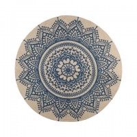 Alfombra redonda algodón impresa Mandala azul 90 cm