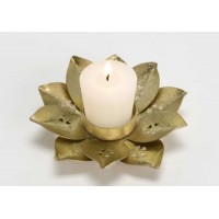Portavelas dorado metálico forma flor 12cm