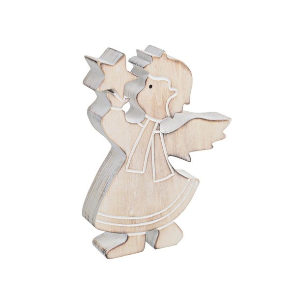 Figura navideña Angel grande en madera 15x3x19h cm