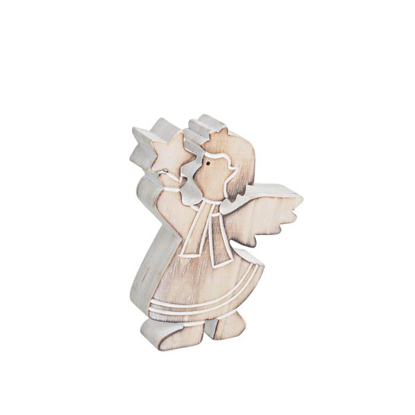 Figura navideña Angel mediano en madera 12x3x15h cm