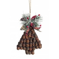Adorno árbol de Navidad en madera Pino Jonas con lazo 10x15cm