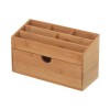 Organizador cosméticos madera bambú 6 dptos + 1 cajón 25,50x13x15 cm