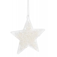 Adorno árbol de Navidad estrella vidrio con perlas blancas 9cm