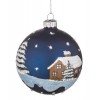 Bola árbol de Navidad cristal azul estampado casa nevada 8cm