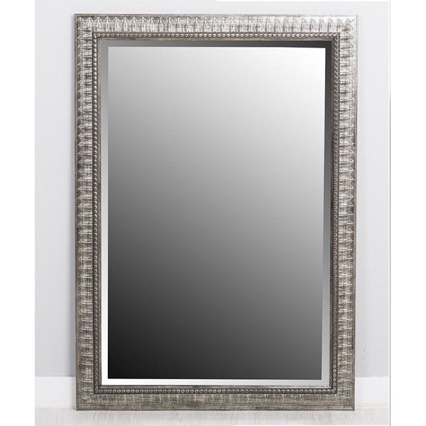 Espejo resina marco plata con hojas relieve 60x90 cm 71,4x101,4 cm
