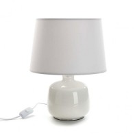 Lámpara de mesa base cristal blanco pantalla blanca Ø44x30h cm
