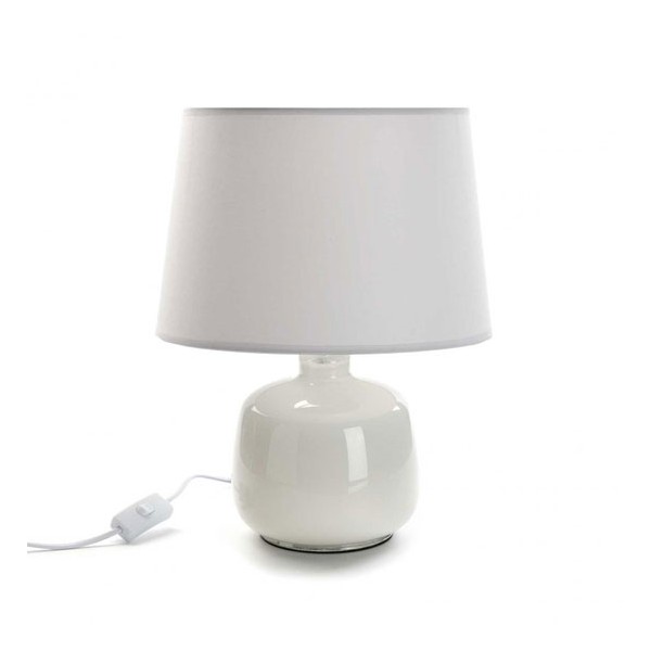 Lámpara de mesa base cristal blanco pantalla blanca Ø44x30h cm