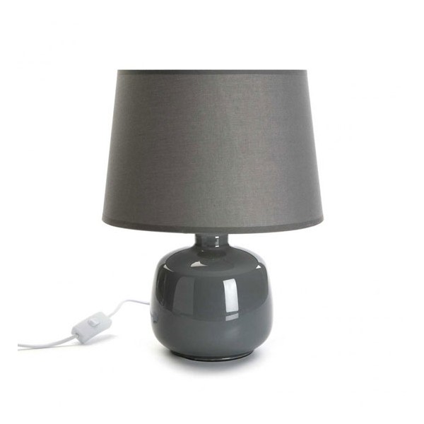 Lámpara de mesa base cristal y pantalla gris Ø44x30h cm