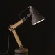 Lámpara de mesa madera y metal con pantalla gris 41x13xh43 cm