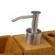 Set baño en madera bambú 4 piezas: dispensador jabón, vaso, vaso cepillos y bandeja