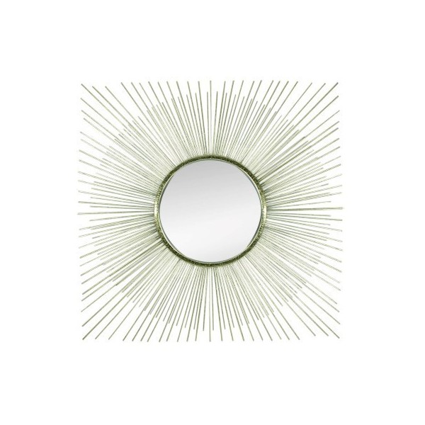 Espejo cuadrado marco metálico dorado decorativo Rayos Sol 71x71 cm
