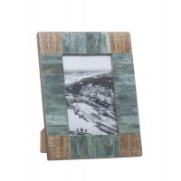 Marco de fotos en madera y hueso tablas verde agua 10x15cm