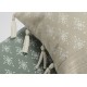 Cojín rectangular con relleno algodón manchitas blancas con borlas tela 2 colores 30x50 cm