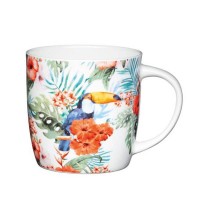 Taza mug con asa porcelana fina decoración tropical Toucan 425ml