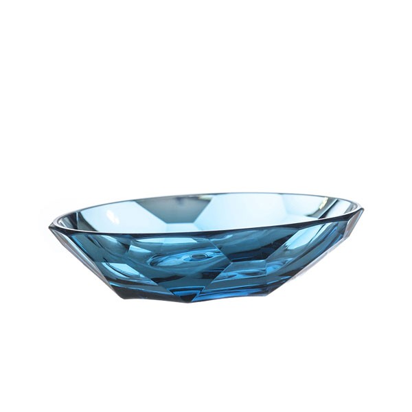 Jabonera baño ovalada acrílica azul oscuro 14x10x4h cm