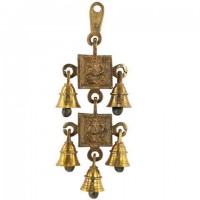Campanas móviles 2 Ganesha 5 campanas en bronce 10x24 cm