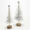 Figura decorativa Árbol Navidad madera y papel plata pequeño 33h cm 