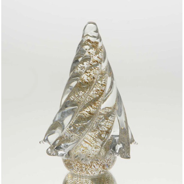 Adorno cristal árbol de navidad dorado grande 15h cm