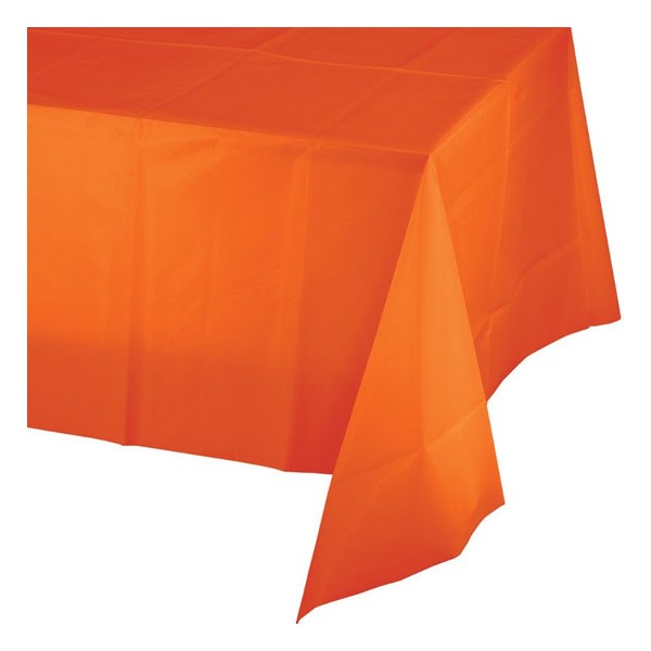 Mantel plástico naranja liso Halloween 274x137cm