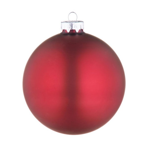 Bola árbol de Navidad cristal lisa roja opaca 10 cm