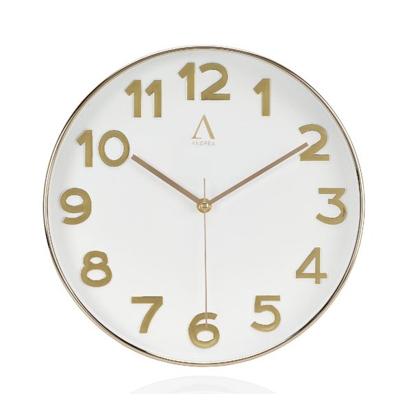 Reloj de pared dorado esfera blanca Ø30 cm