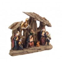 Belén navideño Misterio resina Miracle con Reyes Magos y ángel con luz 23,4x7x20,4h cm