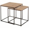 Set 2 mesas auxiliares cuadradas estructura metálica y madera dm 50x50x50h 45x45x45h cm