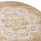 Mesa de centro baja redonda de madera mdf con dibujo mandala en blanco 40x40x42h cm
