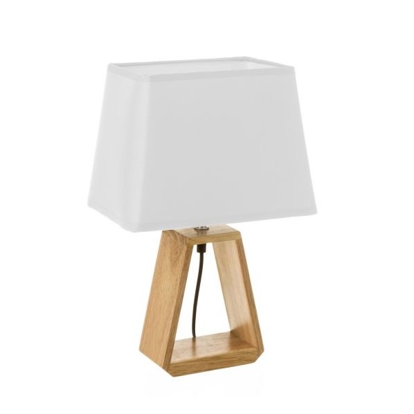 Lámpara de sobremesa pie madera con pantalla tela blanca 26x12xh41 cm