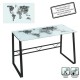 Mesa escritorio cristal templado Countries World estampado en blanco y negro 120x60x75cm