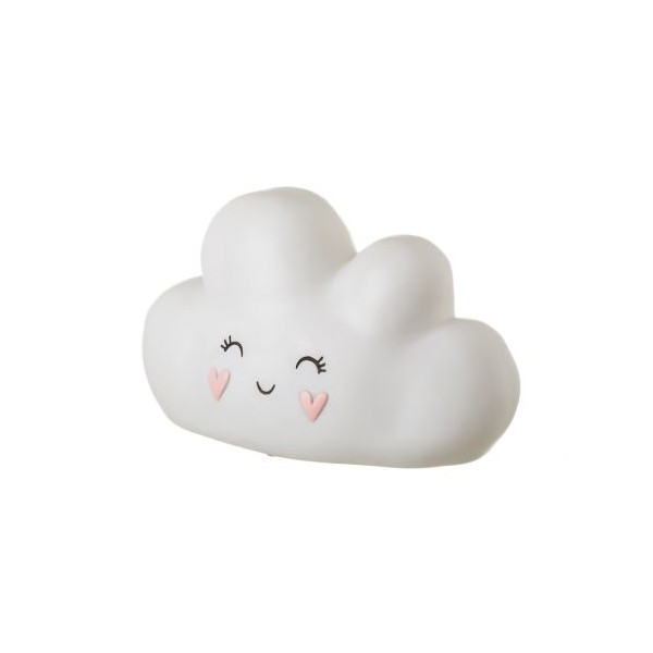 Lámpara led infantil poliresina forma de nube blanca con carita 21,50x11,50x12h cm