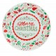 Fuente navidad panettone redonda cerámica de acebo y piñas rojo y verde Merry Christmas Ø30cm