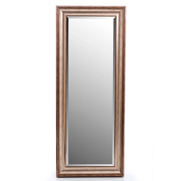 Espejo resina marco marrón y dorado liso 40x120h cm ext. 54x134h cm