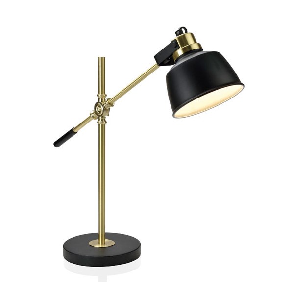 Lámpara de mesa latón dorado y metal negro 54x18x48h cm