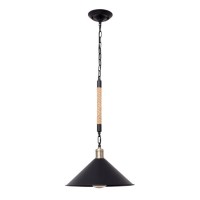 Lámpara colgante metálica negra y cuerda de cañamo Grand Soga 35x72-93h cm