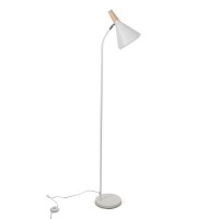 Lámpara de pie nórdica metal blanco y madera natural Maddie 148h cm