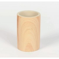 Vaso portacepillos redondo poliresina efecto madera natural Ø7x11h cm
